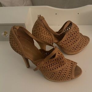 BCBGeneration Tan Cutout Heels